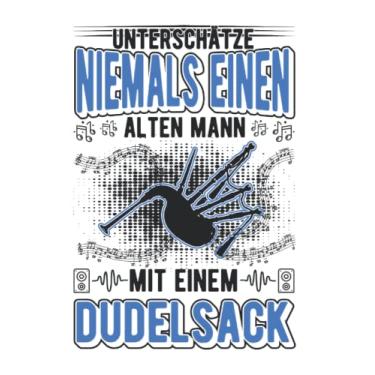 Imagem de Dudelsack Notizbuch: Dudelsack Alter Mann Dudelsackspieler / 6x9 Zoll / 120 linierte Seiten
