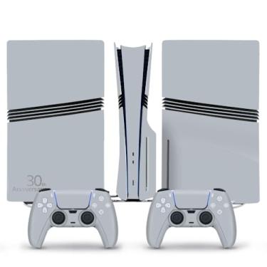 Imagem de Adesivo completo para console PS5 Pro, edição de disco, decalque de vinil para controle PS5 Pro personalizado (cinza aniversário)