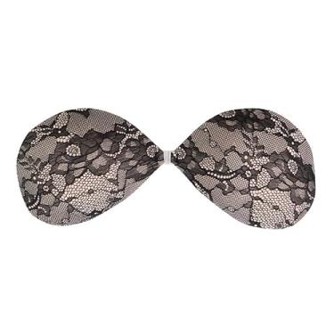 Imagem de TAHARI Sutiã feminino autoadesivo de renda com fecho frontal de silicone, Renda nude nude B, B