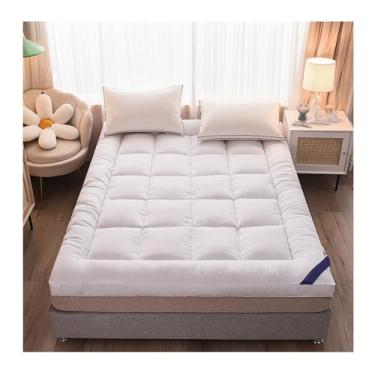 Imagem de Quilted Fitted Mattress Pad,Thickened Futon Mattress,Cotton Extra Thick Mattress Topper,Soft and Breathable Top,Fold able Suitable,for Home Student Dormitories Mattress Pads(White,90*200cm/35.4*78.7in