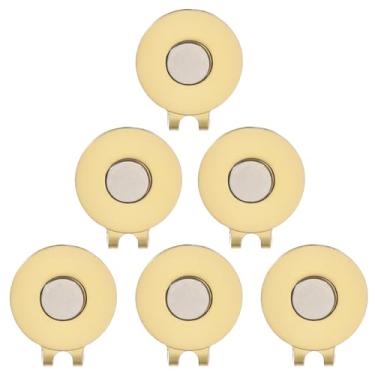 Imagem de PATIKIL Clipe magnético para chapéu de golfe, pacote com 2 marcadores de bola de golfe de metal para luvas de bonés de golfe, ouro fosco