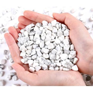 Imagem de QINJIEJIE 400 g Pedras Howlita Branca para Plantas Pedras Decorativas Aquário Cascalho Terrário Seixos Vaso Enchimento Tanque de Peixes Tigela Areia Granel Cristal Polido Chips Plantadores Decorações