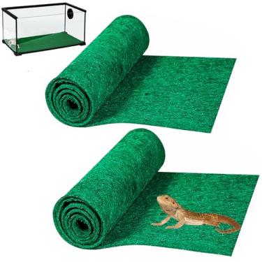 Imagem de HERCOCCI Pacote com 2 tapetes para répteis, 99 x 50 cm, forro de substrato para terrário, tapete para gaiola de répteis para dragão barba, lagarto, tartaruga, leopardo, cobra (verde)