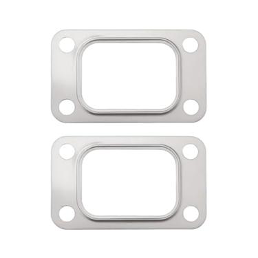 Imagem de SG Store 2 peças, junta de coletor de entrada turbo com 4 furos, junta de flange de aço inoxidável, T3, metal, Gt30, Gt35, T35, T38, compatível com turbocompressor Garrett T3 Turbo Manifold
