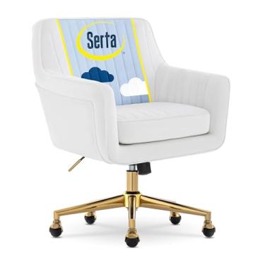 Imagem de Serta Ashleigh Cadeira de escritório moderna, design adornado com canais, almofada de assento de bobina de bolso, poltrona elegante com detalhes de meados do século, cadeira de maquiagem ou