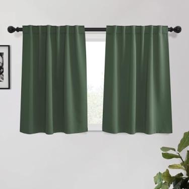 Imagem de KGORGE Cortinas blackout para quarto, isolamento térmico de privacidade, cortinas redutoras de ruído para quarto de crianças, sala de estar, escritório, capa de armário, L 132 x C 114 cm, verde