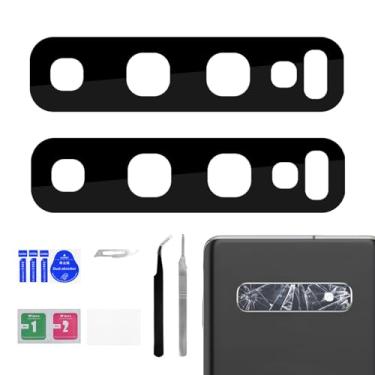 Imagem de BESJMYT Pacote com 2 para Samsung Galaxy S10 lente de reposição para câmera traseira adesivo lente de vidro da câmera traseira com kit de reparo de ferramenta de reparo de pinça pano de poeira para