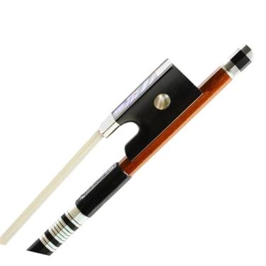 Imagem de Arco de madeira de ébano 4/4 tamanho arco de violino jacarandá brasileiro prata esterlina natural cabelo de cavalo branco acessórios de peças de violino Arco violino prático