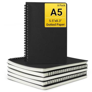 Imagem de EUSOAR Caderno espiral, pacote com 6 unidades, 14 x 21 cm, 120 páginas, grade de pontos, cadernos de diário em espiral, caderno pontilhado para mulheres e homens, esboços, matemática, faculdade,