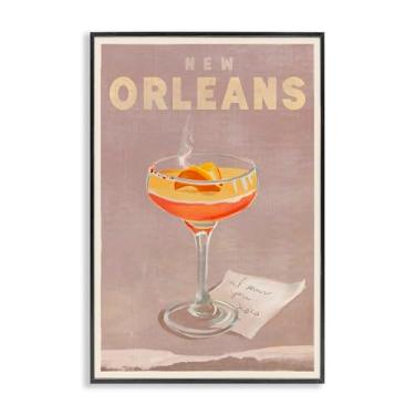 Imagem de Stupell Industries New Orleans Cocktail Framed Giclee Wall Art Design por The Whiskey Ginger, moldura preta, 40,6 x 61 cm