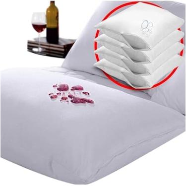 Imagem de Capa Protetora Anti-Ácaro Impermeável Para Travesseiro Kit Com 4 Fronhas Imperveáveis e AntialérgicaCor Branco Fechamento Com Ziper Proteção Contra Ácaros e Liquidos Conforto e Qualidade Para Seu Sono