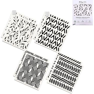 Imagem de Pano de prato sueco, toalha de papel reutilizável, 8 panos de prato suecos com 2 clipes, toalha de cozinha ultra absorvente, lavável, biodegradável, inodoro, não arranha, panos de esponja de celulose,
