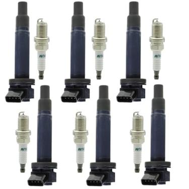 Imagem de CNPAPC Conjunto de 6 Bobinas de Ignição Uf267 e 4504 Velas de Ignição de Irídio Compatíveis com 1999-2018 Lexus Toyota Lexus Es300 Rx300 Es330 Rx330 Sienna Highlander Avalon Camry Solara 3.0L 3.3L V6