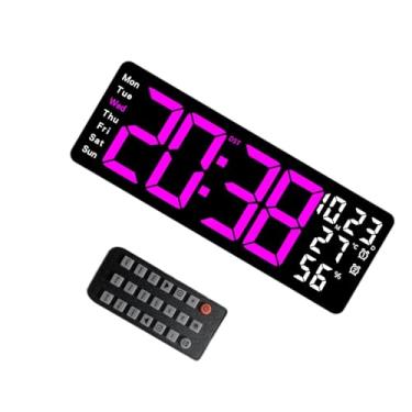 Imagem de MYCENSE Relógio de parede digital grande display retangular temporizador com luz de atmosfera LED relógio de parede para cozinha sala de aula sala de estar, Rosa