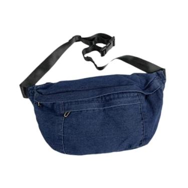 Imagem de Colaxi Pochete para mulheres, bolsa de ombro feminina, design retrô, bolsa de peito para caminhadas, pesca, Azul Profundo