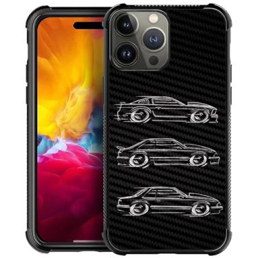 Imagem de CARLOCA Capa compatível com iPhone 15 Pro, preto e branco, design de carro, arte moderna, design para meninas, à prova de choque, antiarranhões, capa traseira de policarbonato rígido para iPhone 15