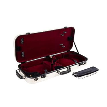Imagem de Crossrock Estojo de fibra de vidro para dois violinos 4/4 de tamanho completo com alças removíveis - branco leitoso (CRF1020DVMW)