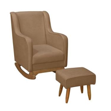Imagem de Poltrona Amamentação c Balanço Puff Aquila Boucle terra - Ideal Moveis
