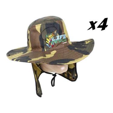 Imagem de Kit 4 Chapéus Com Protetor De Nuca LIFE PESCA - Várias Cores, Camuflad