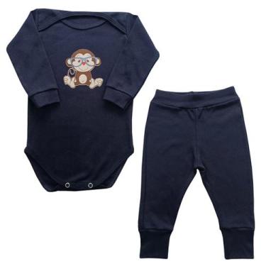 Imagem de Conjunto Body Bebê Manga Longa Macaco de Óculos + Calça - Mellane Baby