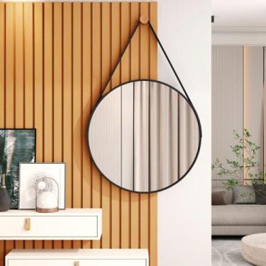 Imagem de Espelho Alvorada 80 cm Com Alça Preto - Mais de Casa