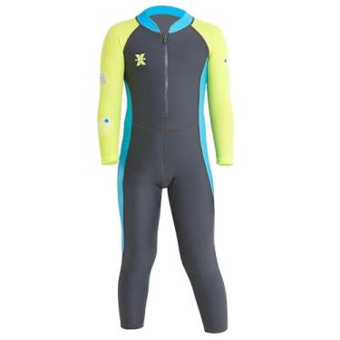 Imagem de DIVE&SAIL Roupa de banho para meninos de manga comprida Rash Guard FPS 50+ UV com proteção solar roupa de banho colorida cinza XGG