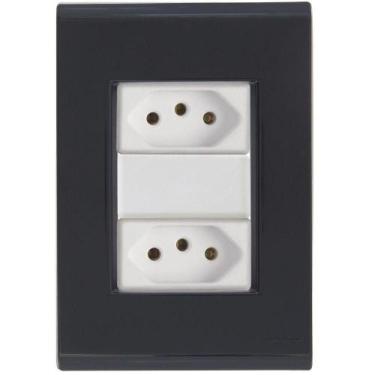 Imagem de Cj Duas Tomadas Dupla 20a Liz Grafite Tramontina Completo Pronto Tramo