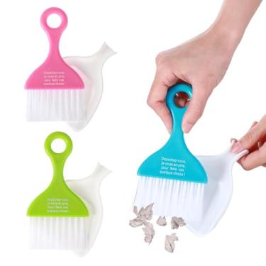 Imagem de Gjinxi Conjunto de mini pá de lixo, 3 peças, batedor de mesa, vassouras, minúsculas, pá de poeira pequena com pincel, teclado, varrer, pá de lixo, ferramenta de limpeza de mesa, pá de lixo portátil