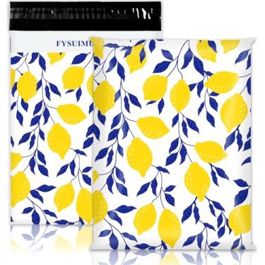 Imagem de FYSUIMU 100 peças de folha de limão poli mala postal 25 x 33 cm verão amarelo azul embalagem de plástico autovedante bolsa envelope para pequenas empresas