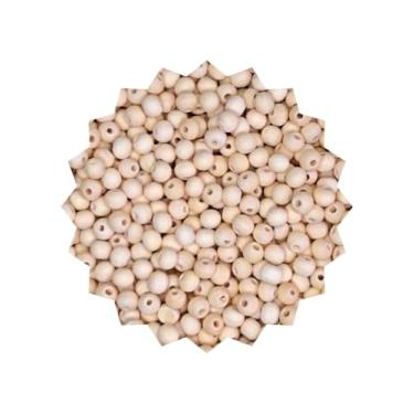 Imagem de 500 pçs Conta de Madeira 08 10 ou 12mm Natural Miçanga Bola Passante Missanga Artesanato (10mm)