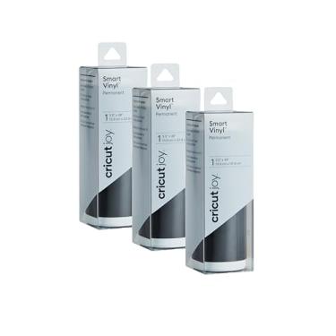 Imagem de Cricut Vinil permanente Joy Smart, preto - Pacote com 3 rolos de 1,2 m (14 x 122 cm) Vinil para artesanato adesivo - Corte sem tapete para Joy Machine