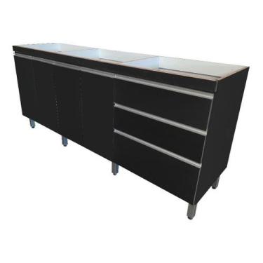 Imagem de Gabinete Para Pia 2 Metros 100% Mdf Puxador Alumínio - PASSE BEM, Pret