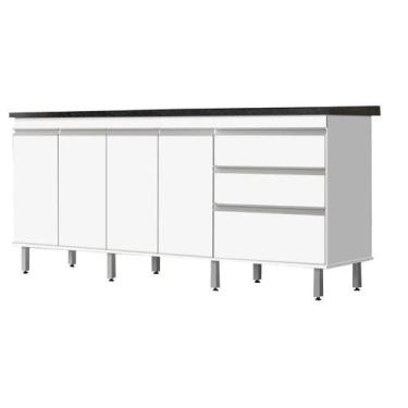 Imagem de Gabinete p/ pia 2 metros 100% mdf puxador alumínio oferta branco - PAS