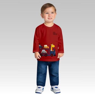 Imagem de Camiseta Infantil Menino Inverno Meia Malha Confortável Moderna Sofist