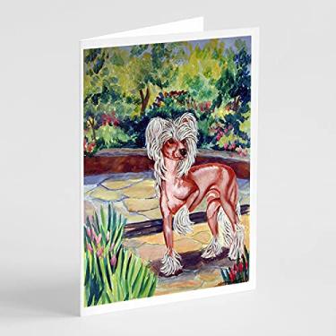 Imagem de Caroline's Treasures 7021GCA7P Cartões de felicitações e envelopes de crista chinês no pátio, pacote com 8, 7 x 5, multicolorido