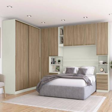 Imagem de Guarda-Roupa Casal Modulado Seletto 8 Portas 9 Gavetas Me29 Areia/Jequitibá - Henn