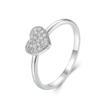 Imagem de Anel de coração com strass cintilante CZ para mulheres, anel delicado de zircônia cúbica de cristal de compromisso de amor, aliança de dedo de noivado e casamento simples joias minimalistas, dia dos