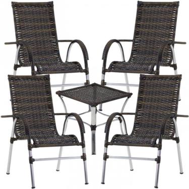 Imagem de 4 Cadeiras Vênus E Mesa Garden Para área Externa Trama Preto