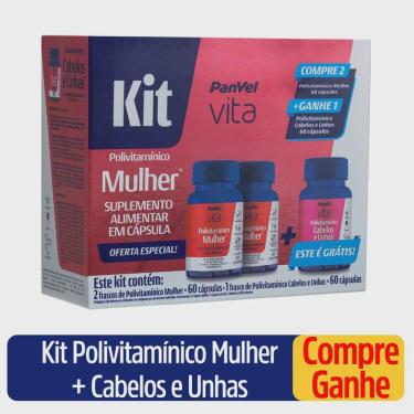 Imagem de Kit panvel vita polivitamínico mulher 120CÁPSULAS + cabelos E unhas 60 cápsulas