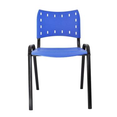 Imagem de Cadeira Iso para Escola Escritório Comércio Azul Base Preta