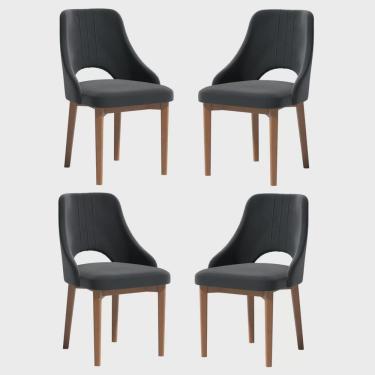 Imagem de Conjunto 4 Cadeiras Madeira Maciça Concha Anatômica Confortável Melissa