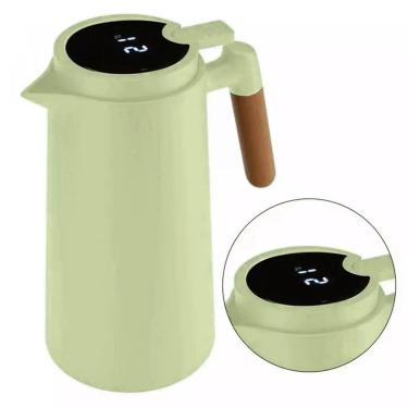 Imagem de Garrafa térmica plástico cabo de madeira E termômetro menta