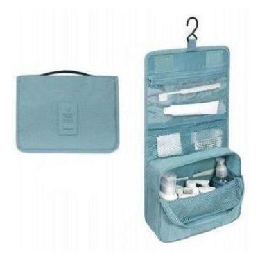 Imagem de Necessaire Em Nylon Organizadora Higiene Para Viagem Cor:Azul Piscina 