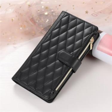 Imagem de HJZSZX Para Samsung A25 (5G) Crossbody Couro Com Zíper Carteira Cartão Capa de Telefone (Para Samsung A25 (5G)/preto)