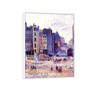 Imagem de Cityscape Pictures-Famous Canvas Prints-Landscape Wall Art Painting for Bedroom Home Decor - Reprodução (Cena de rua 4) Moldura branca 20x25cm-8x10in