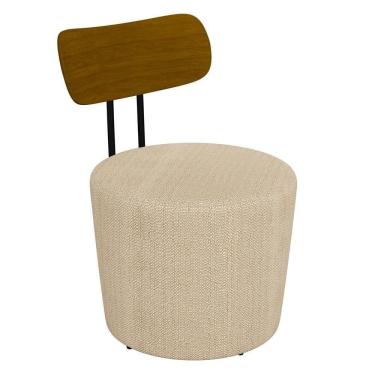 Imagem de Poltrona Decorativa Para Sala De Estar Redonda 53cm Le Moon M22 Linho Champanhe - Mpozenato