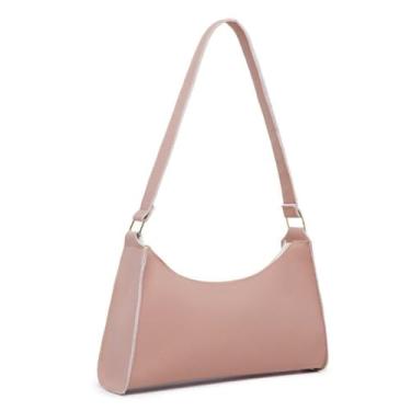 Imagem de Bolsa de Ombro Feminina Bolsa Crossbody com Couro Ecológico (Baguete Liso Nude)