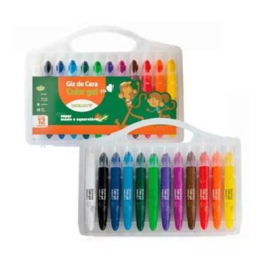 Imagem de Giz De Cera Color Gel Aquarelável 12 Cores Escolar Leo&leo - Leonora