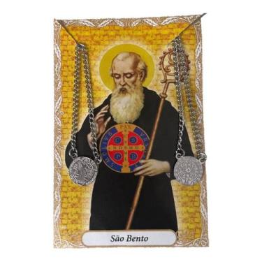 Imagem de Escapulário São Bento Aço inóx Redondo 1,2 x 32 cm - Lua Mística - 100