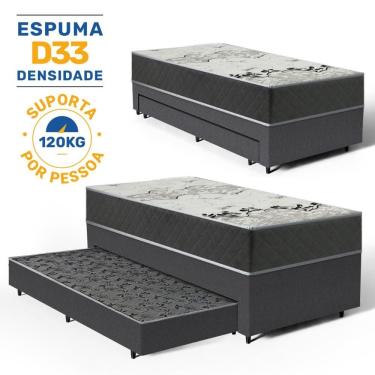 Imagem de Cama Box com Colchão de D33 ISO 3000 Gazin + Auxiliar de Espuma Unique Solteiro 88cm